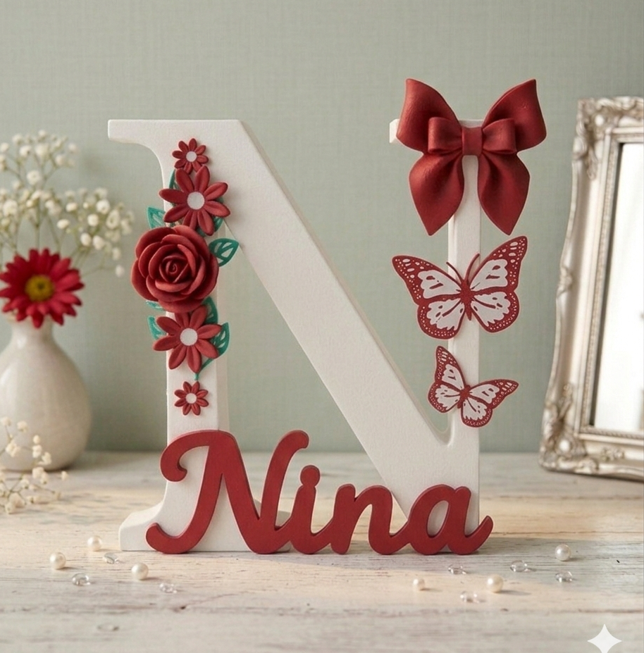 Custom Name Letter Decor rose